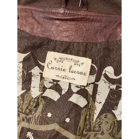 Womens Sz 36 Sm CARRIE LACROX Brown Italian Lambskin Leather Flight Biker Jacket - Picture 12 of 12